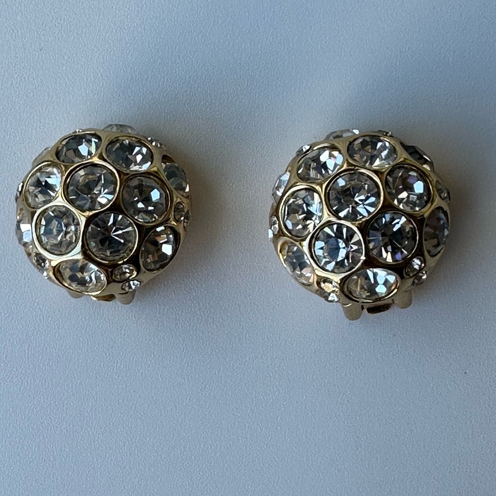 Authentic VTG Christian Dior Earrings Crystal Clip On Earrings - Picture 5 of 7